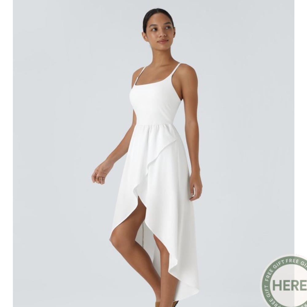 HALARA White High Low Dress
